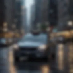 Uber driver navigating through city streets
