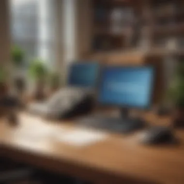 A serene desk setup with a laptop and phone for customer service inquiries