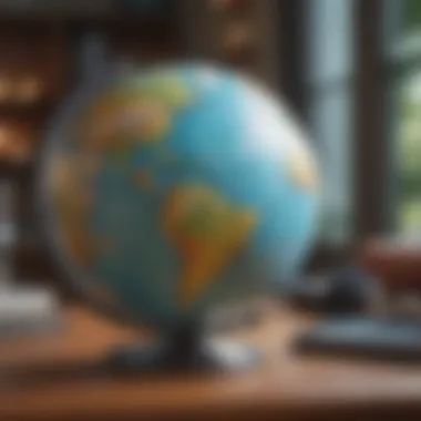 A globe with a phone icon representing global travel support