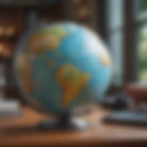 A globe with a phone icon representing global travel support