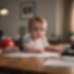 A parent reviewing daycare options at a desk