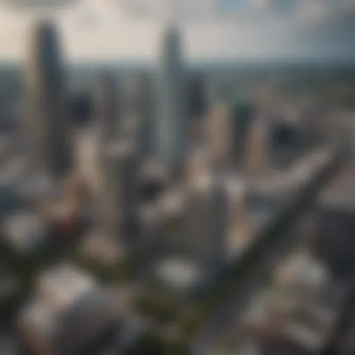 Aerial view of downtown Austin showcasing modern skyscrapers and greenery