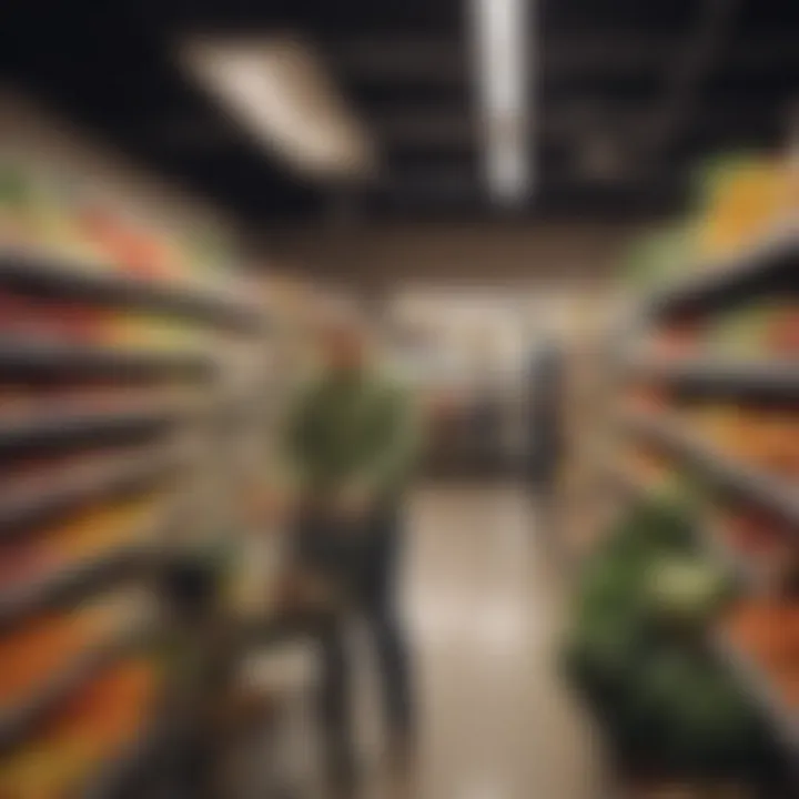 Inside a grocery store displaying a variety of fresh produce and goods