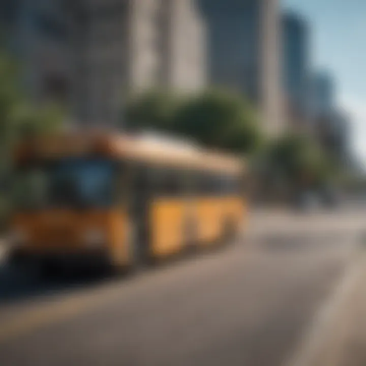 Public transportation system in Austin with a bus and cyclists on the road