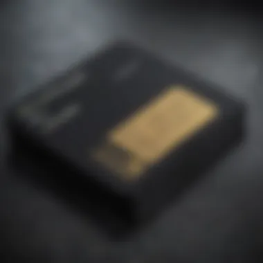 A close-up of a black card highlighting its unique design features.