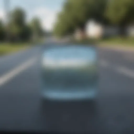 Close-up of a windshield with a visible chip