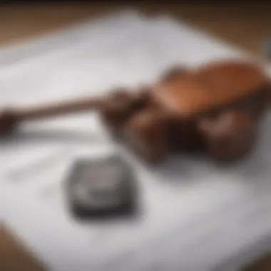 A gavel and legal documents illustrating the legal ramifications of driving without insurance.