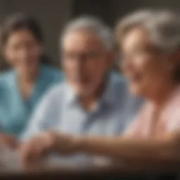 A diverse group of seniors discussing dental insurance options