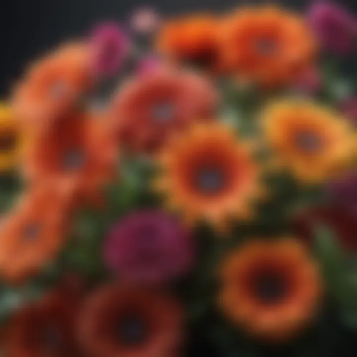 A close-up view of seasonal flowers highlighting the vivid colors and textures that affect pricing.