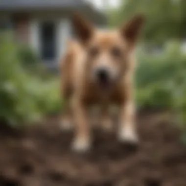 A dog digging in the garden, causing damage