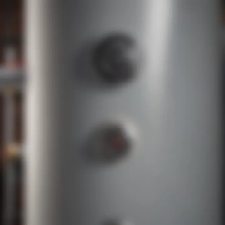 Close-up of a hot water heater with visible components