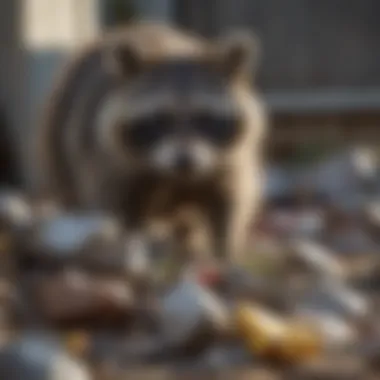 A raccoon rummaging through trash, illustrating unexpected animal incidents