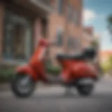 A scooter parked in front of a North Carolina landmark