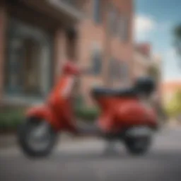 A scooter parked in front of a North Carolina landmark