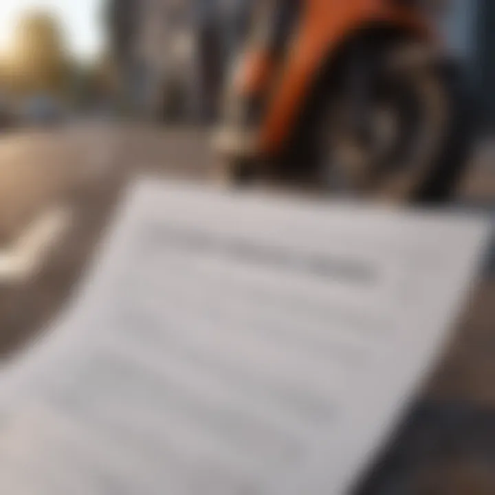 Close-up of scooter insurance policy document