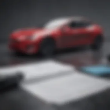 Tesla Insurance Overview Illustration of Tesla vehicle with insurance documents