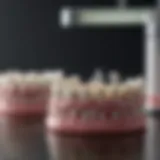 A variety of dental crown materials displayed on a table