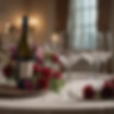 A beautifully arranged table with wine glasses and floral decorations at a wedding.