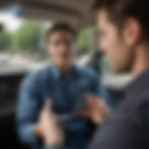 User interacting with the USAA Driver App on a smartphone while driving