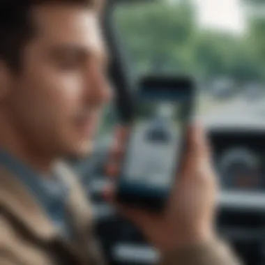 A close-up of a policyholder using a phone for support